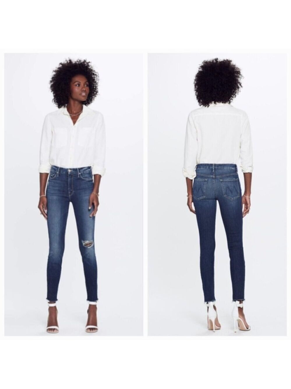 MOTHER High Waisted Looker Ankle Fray Distressed Skinny Jeans on Cat Attack